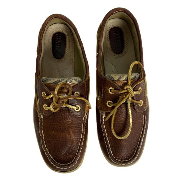 Sperry Topsider Leather Angelfish Boat Shoes Brown Animal Print‎ Size 7.5 Flats - Picture 6 of 10